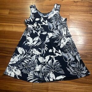 Connected Apparel Navy Floral Tank mini Dress Sleeveless Casual Summer Size 16‎